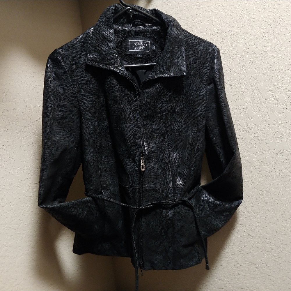 Sold Leather snakeskin tie waist jacket